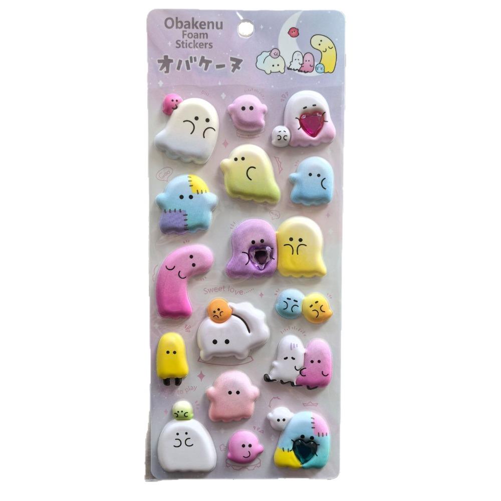 4 styles Adorable Plushy 3D Bubble EVA Stickers with Diamonds -Ghost Animal Kids' Reusable AdhesiveStickersRandomly send 1 item