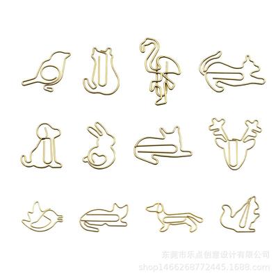 Golden Animal Cat Dog Rabbit Paper Clips Metal Boxed Paperclip Student Office Supplies Gift Accessories For School Desk Supplies
