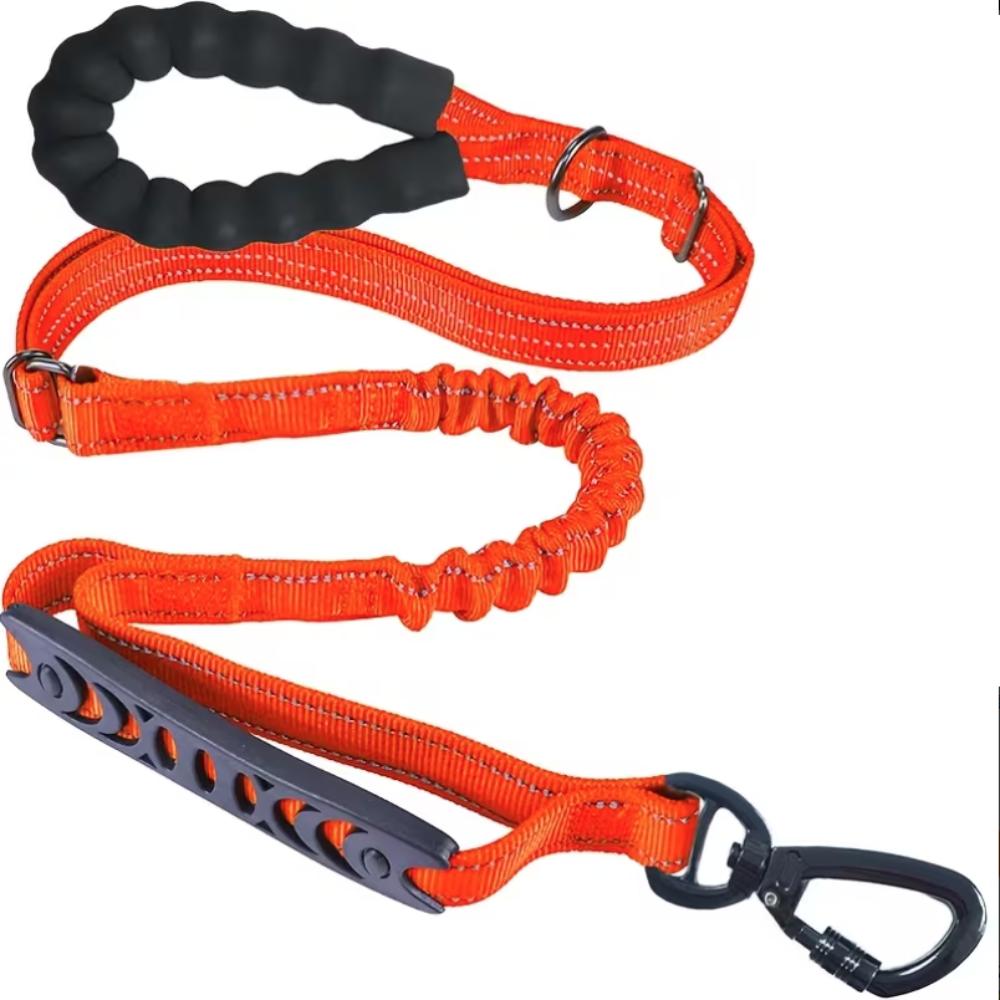 Shock Absorbing Reflective Pet Dog Leashes Elastic Buffering with Car Safety Buckle Dog Walking Rope Wear Resistant