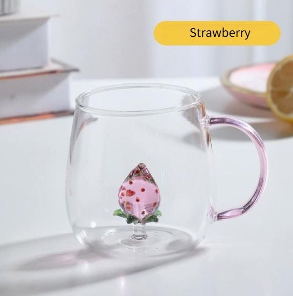 Pahar din Sticlă cu Bule 3D Realizat Manual Formă Tridimensională Animal și Plantă Formă Rezistent la Căldură Pahar Borosilicat pentru Băuturi & Cadouri