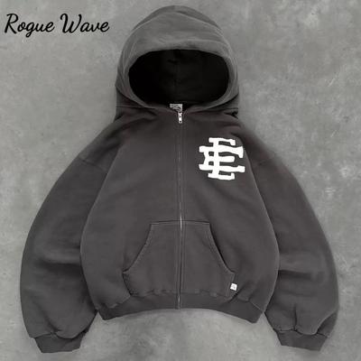RogueWave Y2K Retro Hoodie Men Printed Letter Pattern Pullover Sweatshirts High Street Hip Hop Streetwear Oversized Unisex  Hoodie