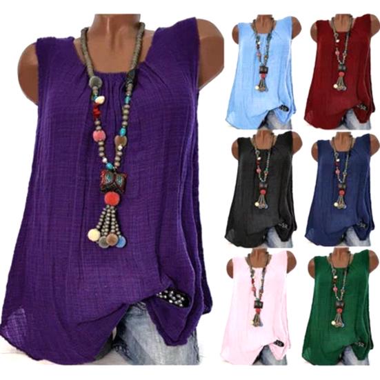 

Женские свободные однотонные топы без рукавов с круглым вырезом, жилет, камзол