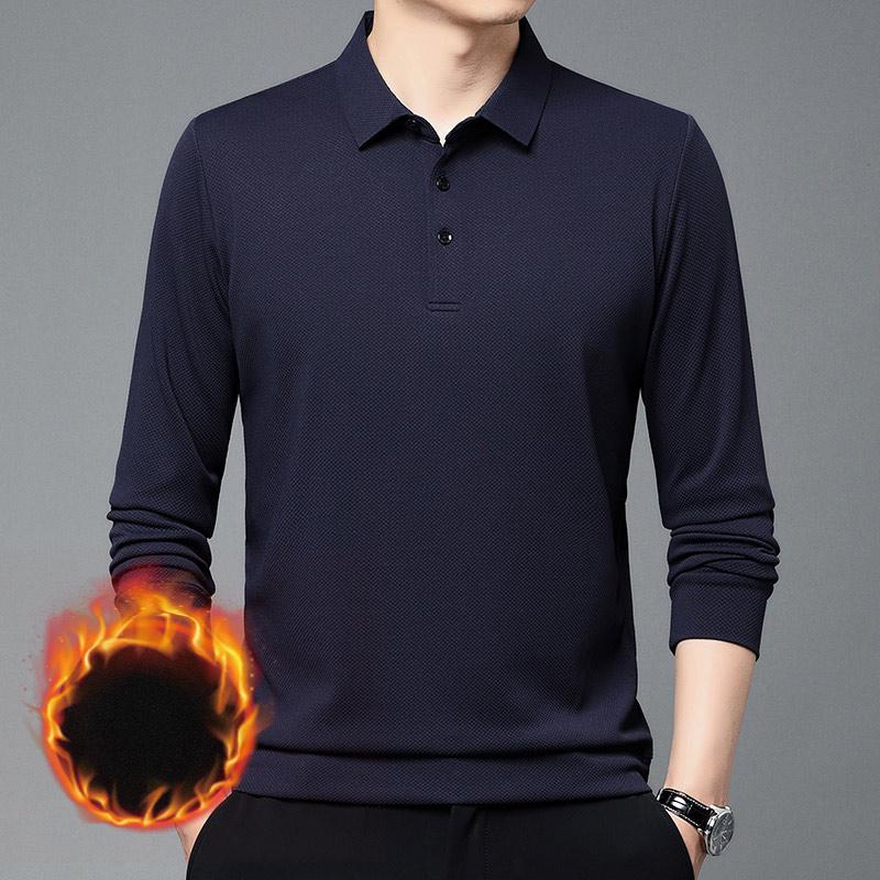 

Romon Men s Winter Fleece Lined Long Sleeve Polo - Thick Knit Business Casual Base Layer Shirt M (100-115 lbs)