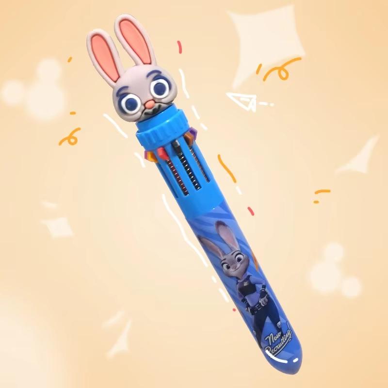 MINISO Cartoon Characters Anime Cartoon Creative Press Ten Color Ballpoint Pen Student School Supplies Holiday Gift