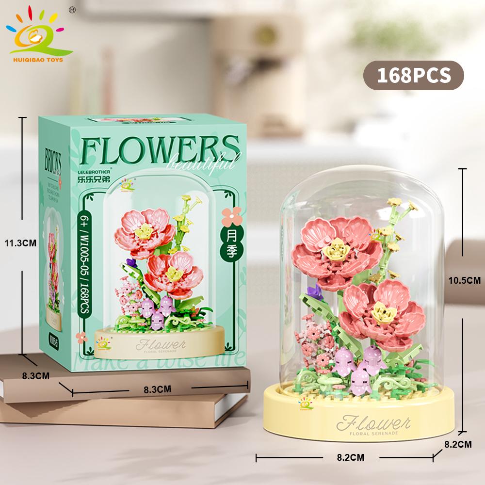 MOC Flower Display Box Micro Building Block MOC Mini Flower Mini Diamond Model Brick Toy for Children Desk Decoration