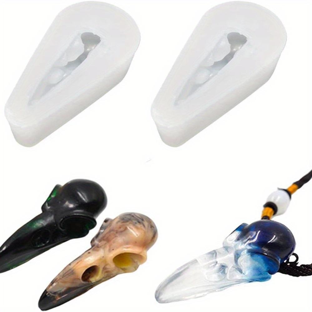 2 Pack Small 3D Crow Skull Silicone Mold Halloween Themed Jewelry Making Mould Epoxy Resin Casting Art Tool with Bird Skeleton D