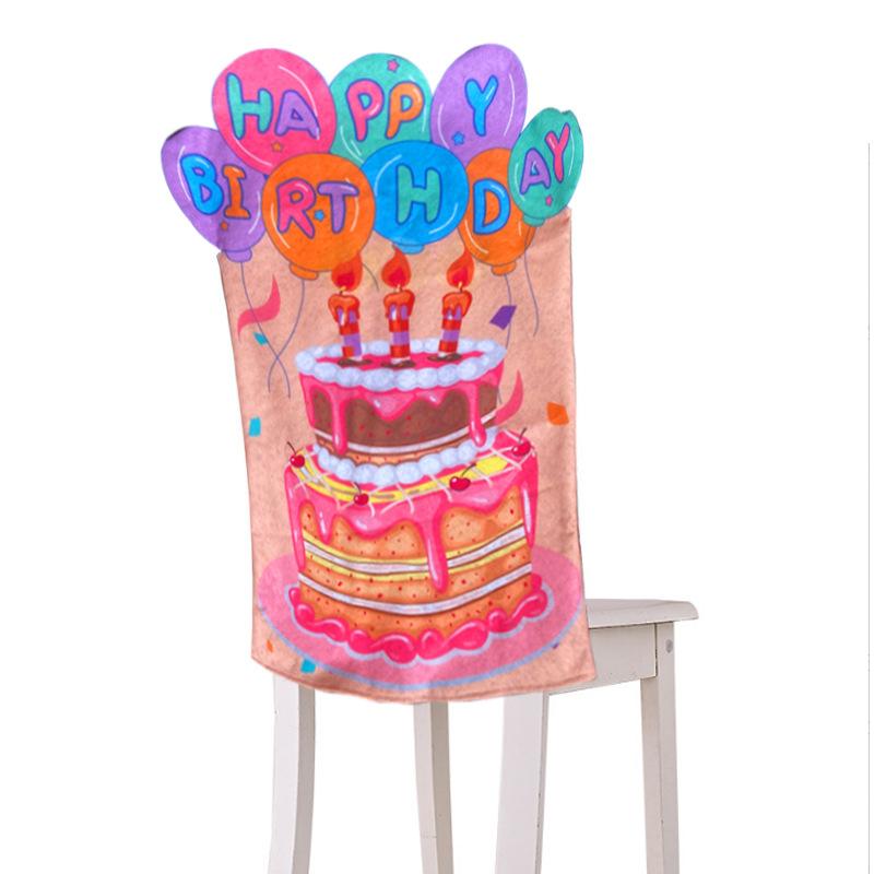 1PC Birthday Chair Cover Universal Size Cute Reusable Chair Cover for Kids Birthday Seat Cover Colorful Party Dining Room Decor