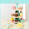 Childrens Wooden Play Kitchen Toy With Threetier Dessert Stand For Creative Imaginative Play