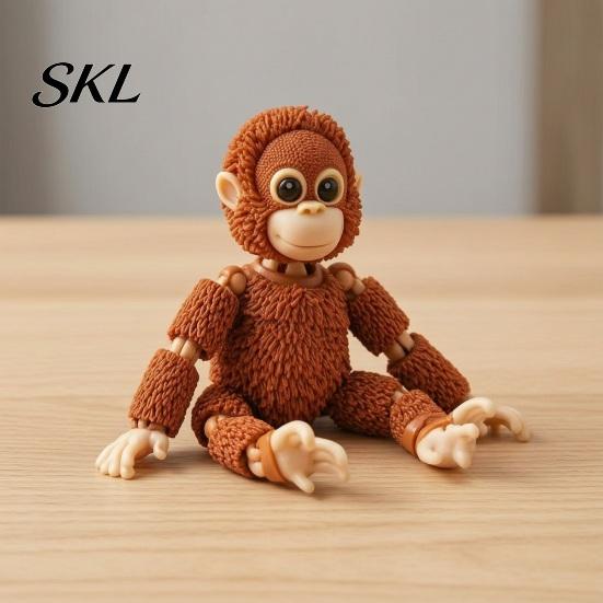 3D Printed Gorilla Toy Mini Figurine with Articulated Joints, Small Desktop Ornament Stress Relief Toy, Creative Cute Animal Model Gift for