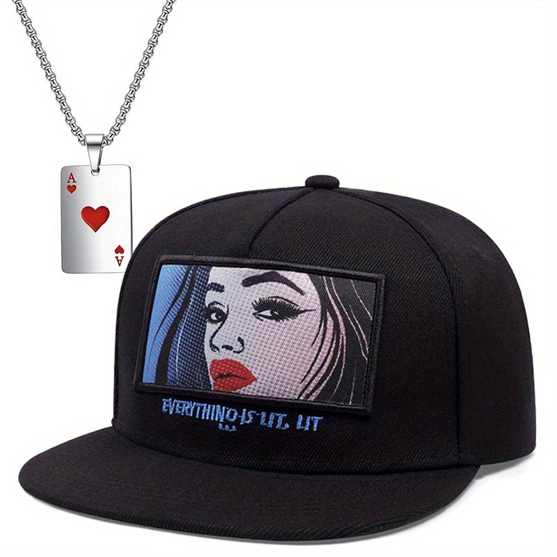 

2 шт. Женская универсальная шляпа Show Face, маленькая шляпа, уличная плоская кепка, модная повседневная покерная подвеска, ожерелье, спортивная на открытом воздухе, пара, спортивная солнцезащитная шляпа от солнца чёрный