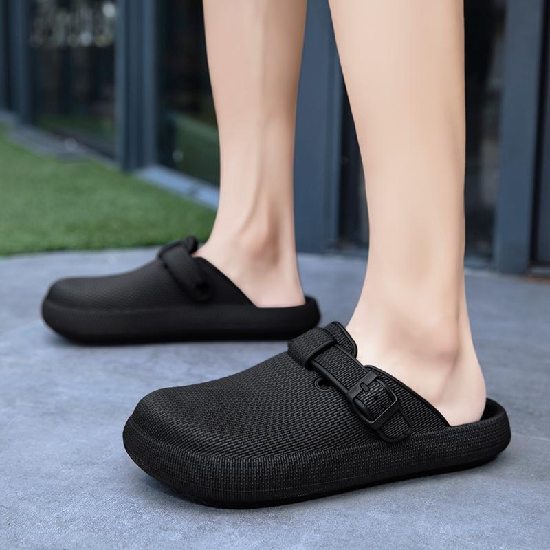 Fashion Toe Cap Men Slippers Anti-Skid Men Half Shoes Lightweight Eva Kitchen Shoes Cozy Chef Shoes Male Sandals Wholesale DropShipping