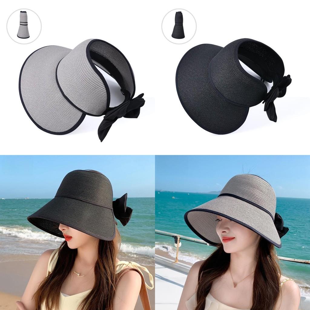 Summer Sun Protection Hat With Large Brim And Butterfly Bow For Outdoor Beach Fashion