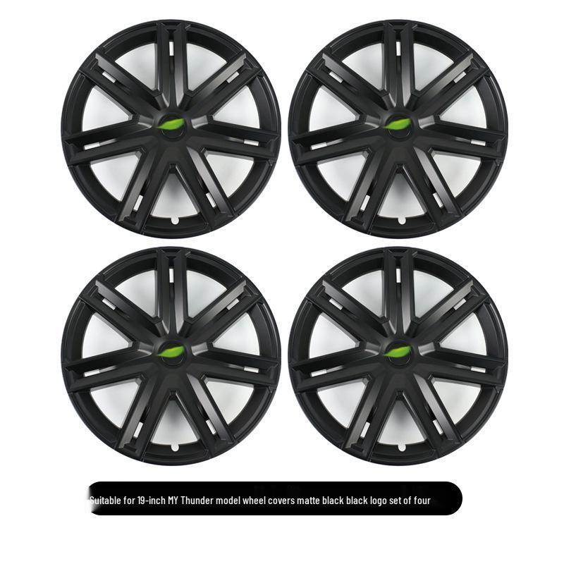 19  Matte Black Cyclone Wheel Cover for Tesla Model Y - Full Coverage Wheel Decoration