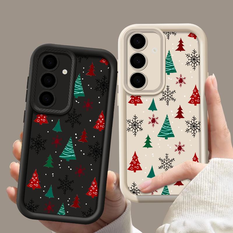 For Samsung Galaxy S25 Edge S24 Ultra S23 S22 Plus S21 FE A16 A26 A17 A35 A36 A54 A55 A56 5G Capa Christmas Tree Snowflake Case
