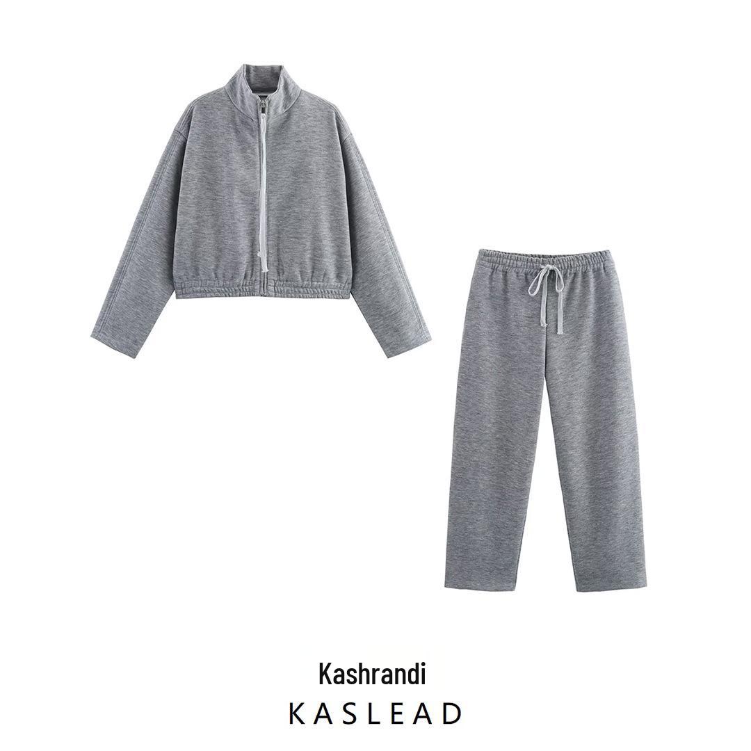 

Spring 2025 Women s European & American Style Zipper Jacket with Long Pants XS