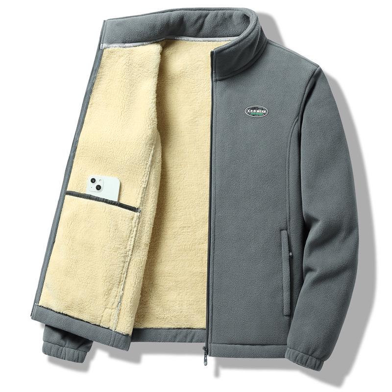 Plus Size Couple's Double-Sided Fleece Jacket: Men's Lamb Fleece Cardigan for Autumn & Winter