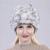 Hot Sell Women Winter Knitted Real Rex Rabbit Fur Hat Fluffy Natural Rex Rabbit Fur Cap Lady Good Elastic Genuine Fur Hats