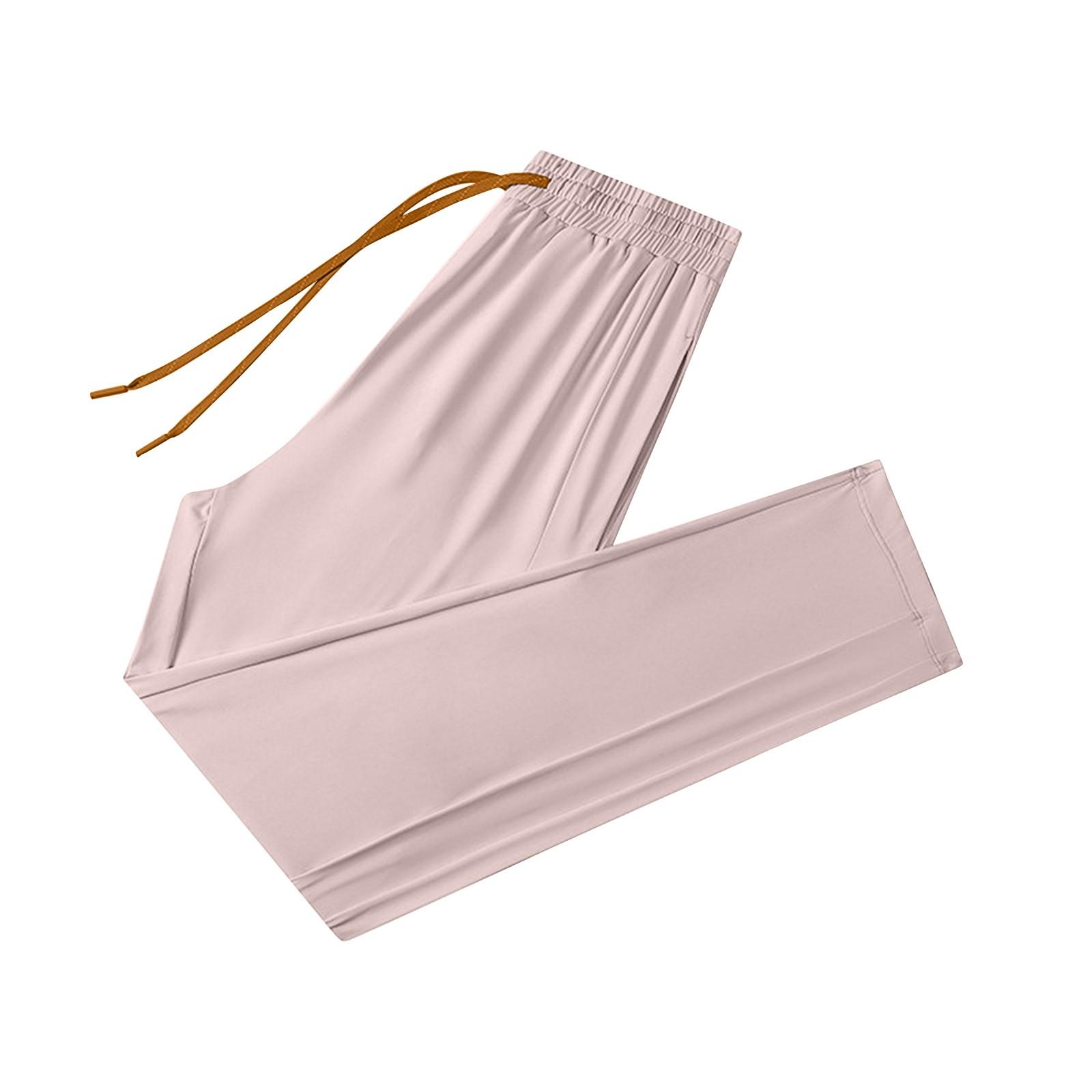 

Женские повседневные однотонные прямые повседневные брюки с эластичной резинкой на талии и карманами XL розовый