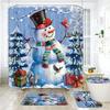 Christmas Elf Shower Curtain Rug Bathroom Set Snowman Fawn Xmas Gift Happy New Year Shower Curtain Set Bathroom Decoration
