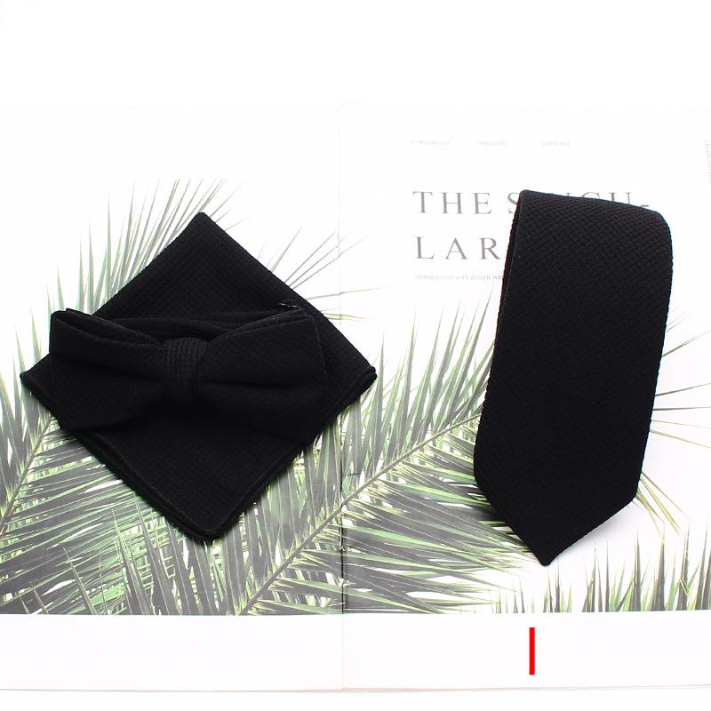 

Галстук из вязаного хлопка в горошек, квадратный шарф, набор галстук-бабочка, мужской деловой повседневный галстук, набор из трех предметов