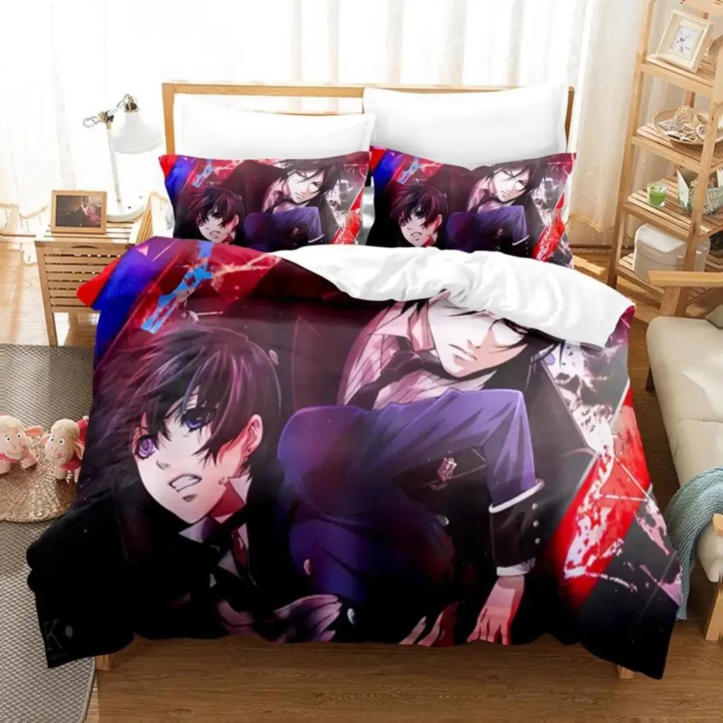 Anime Black Butler Sebastian Bedding Set Boys Girls Twin Queen Size Duvet Cover Pillowcase Bed Kids Adult Home Textileextile Tool