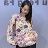 Winter New Style Women's Waterfowl Fur Purple Small Flower Knitted Sweater Long-sleeved Round-neck Blouse