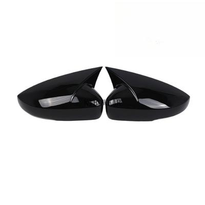 2pc Add-on Bat Style Side Mirror Cover For VW Polo 6R 6C 2009-2017 Horn Shape ABT Glossy Black Sticker