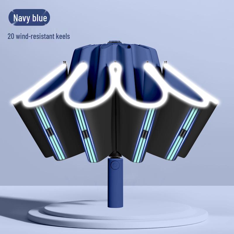 24-Bone Automatic Windproof Folding Umbrella for Men, Rain or Shine, with UV Sun Protection