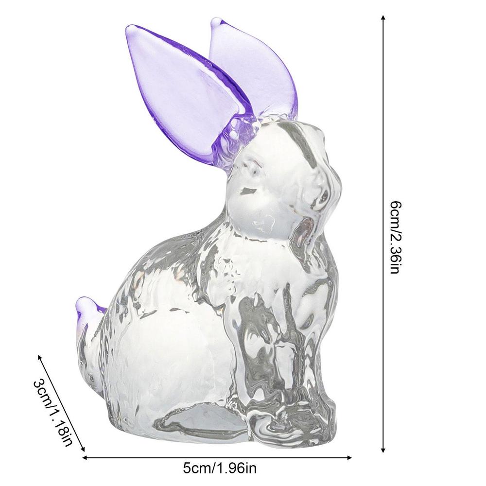 Crystal Glass Rabbit Statue Spring Festival Mascot Easter Bunny Animal Figurines Ornaments For Home Living Room Office Table