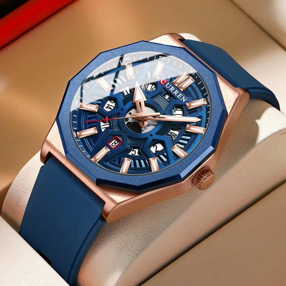 CURREN 8437 Luxury Fashion Casual Design Quartz Watch Luminous Hands Silicone Strap Wristwatches for Men's Montre Relojes Homme