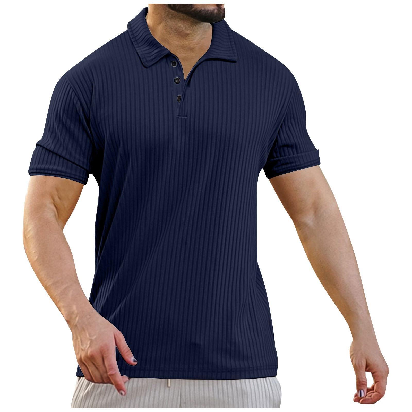 

Мужская футболка с короткими рукавами, модная повседневная футболка соответствующего цвета M тёмно-синий