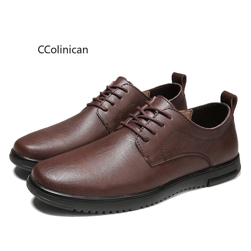 Male Lazy Business Sneakers Flexible Leather Men Handmade Casual Shoes Work Office Lace-up Leisure Dress Shoes Men Big Size