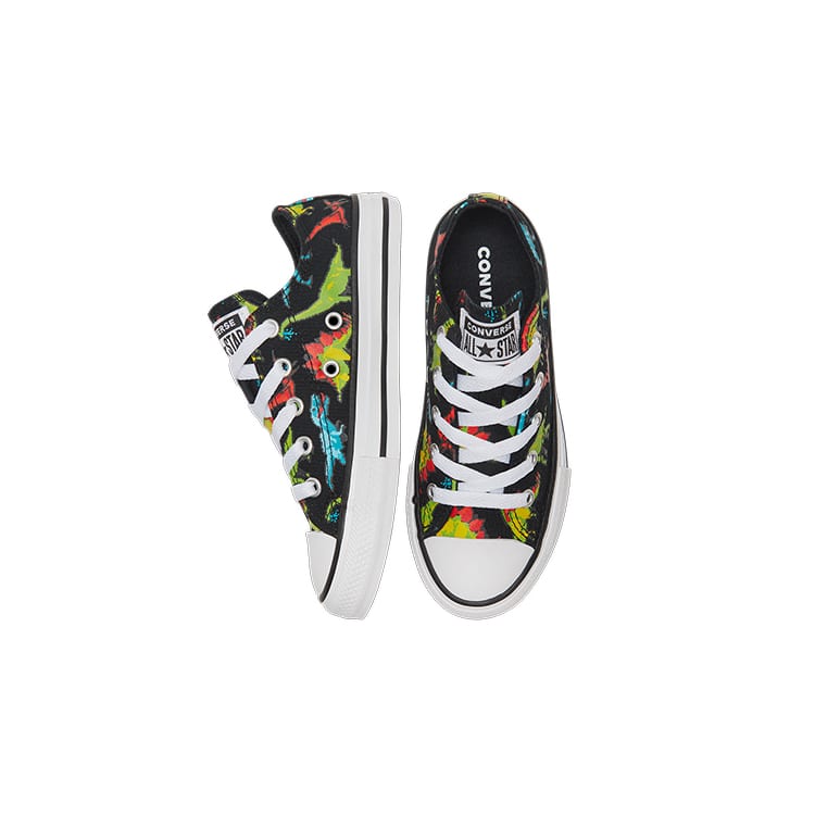 Converse Chuck Taylor All Star Low Top Kids Canvas Shoes Black Multicolor Teenagers 670350C