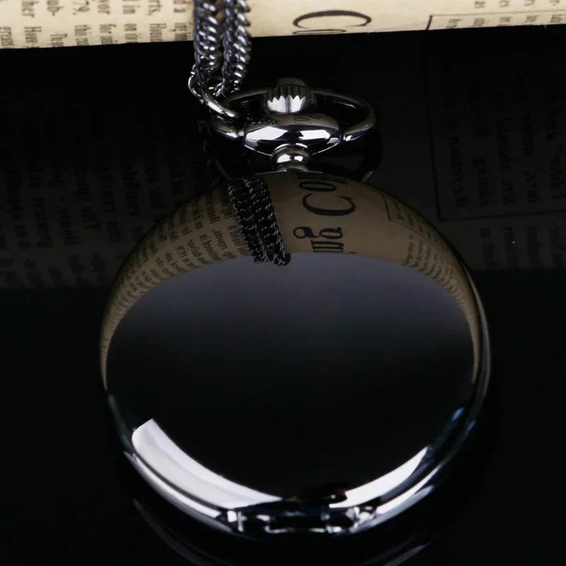 

Minimalist Business Black Smooth Exquisite Quartz Pocket Watch Pendant Clock Chain Exquisite Charm Gifts Ideal for Men Women чёрный