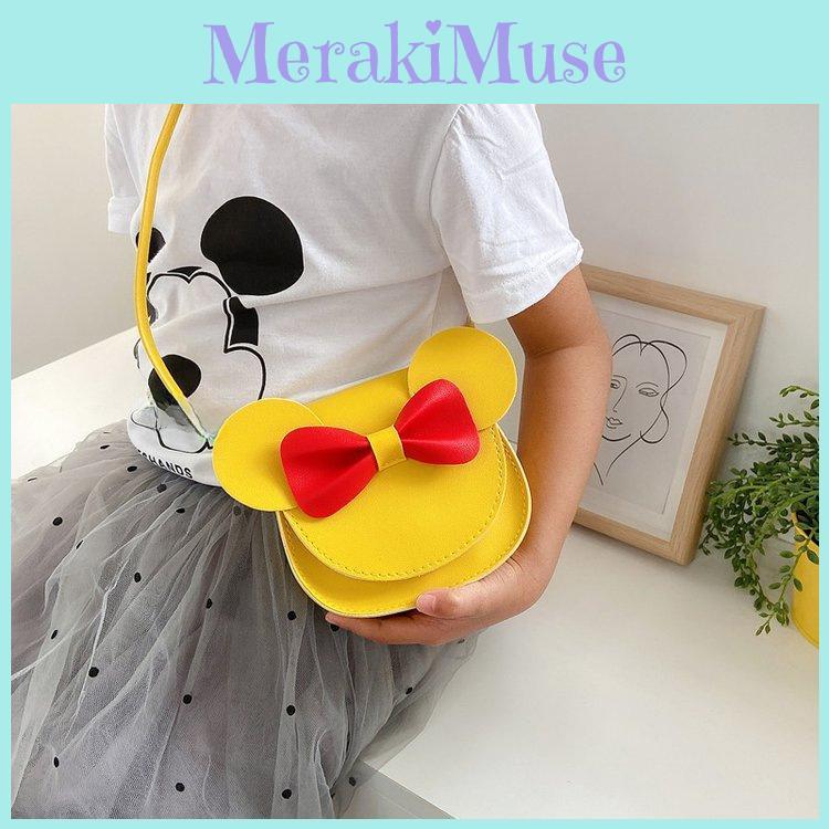 Bear Shoulder Bowknot Bag Childrens Cartoon Animal Shoulder Bag Material Pu