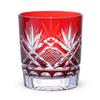 Retro Kiriko Glass Orchid Current Model J-kitchens Cup, 80xH90mm, 280cc, Carving, Red, Kasho,