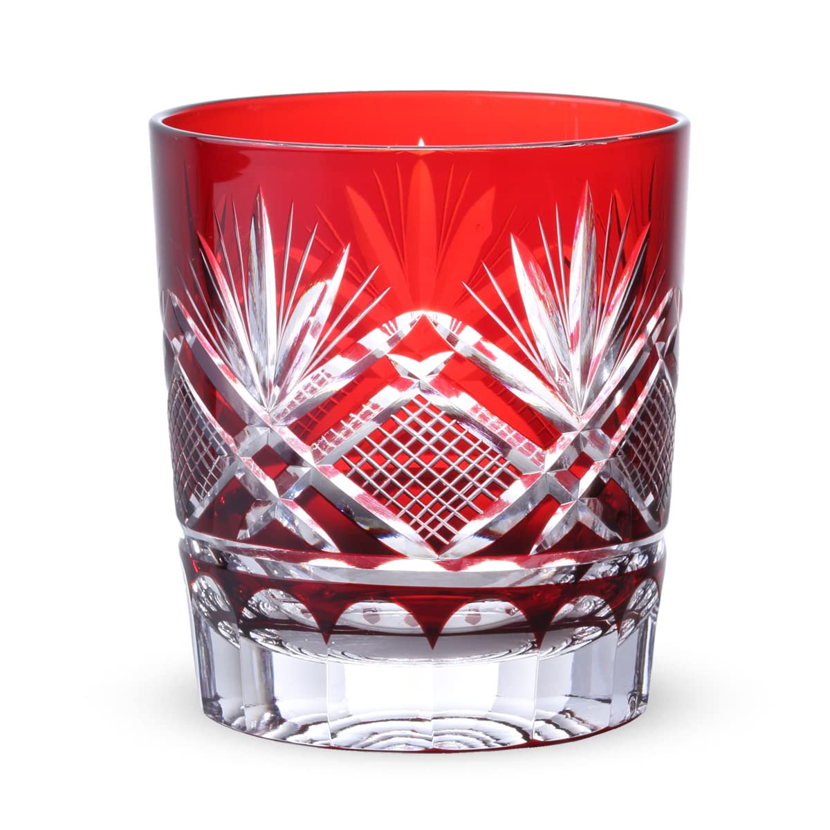 

Retro Kiriko Glass Orchid Current Model J-kitchens Cup, 80xH90mm, 280cc, Carving, Red,