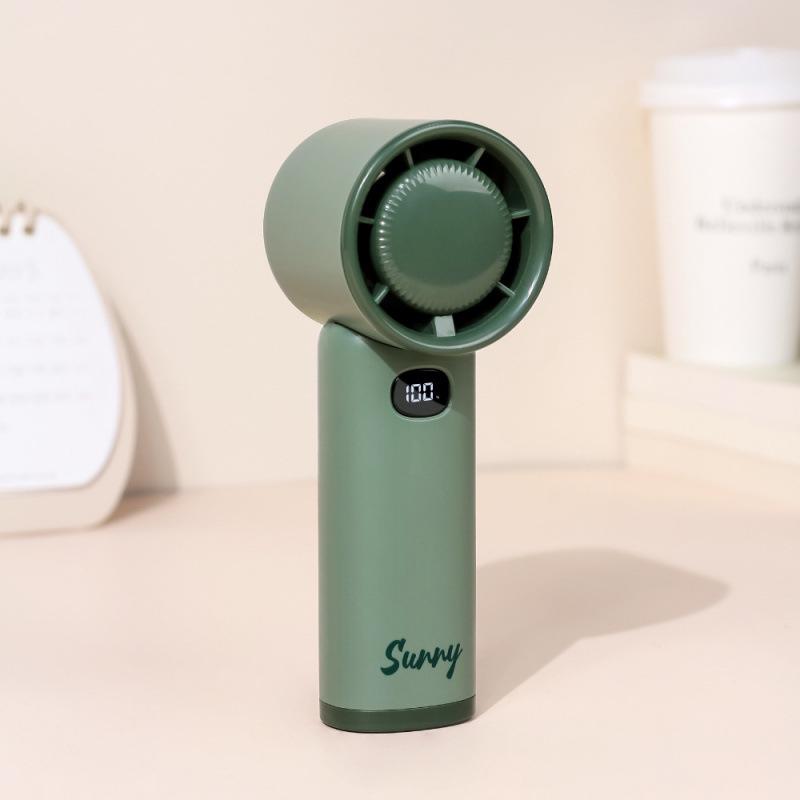 Compact USB Rechargeable Leafless Fan with LED Display and Strong Wind 59*62*158mm