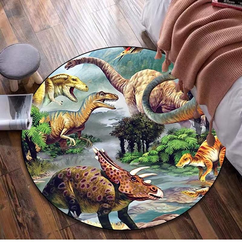 Dinosaurs Circular Rug - Office Decorative Carpet For Living Room Bedroom Door Mat Floor Rug Computer Chair Area Rug