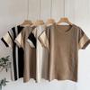 2025 New Pleated Color Matching Loose Fashion Casual T-shirt Long Wide Leg Pants Knitted Suit