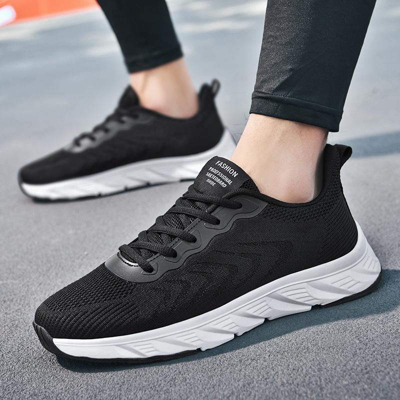 Spring black leather sneakers casual running sneakers
