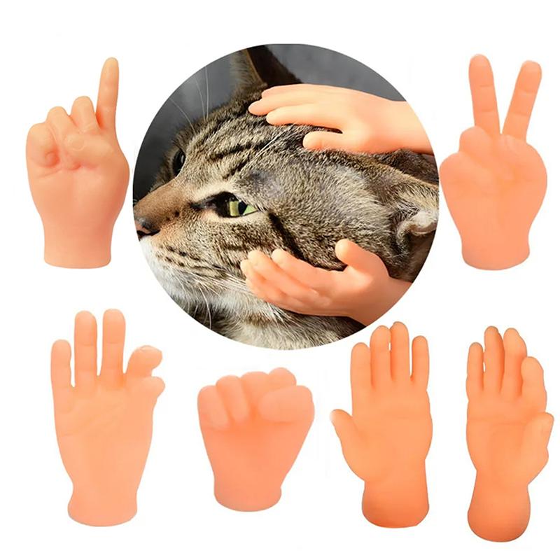 Katzenspielzeug, kleine handflächenförmige Mini-Hände, kreative Fingerlinge, kleine Hände, necken Kätzchen, Katzen, Massagegerät, Fellpflegehandschuhe, Heimtierbedarf