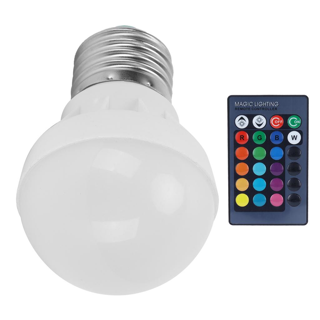 RGB+W Light Bulb 3W E27 Remote Control Color Changing Lamp Home Decoration 85265V