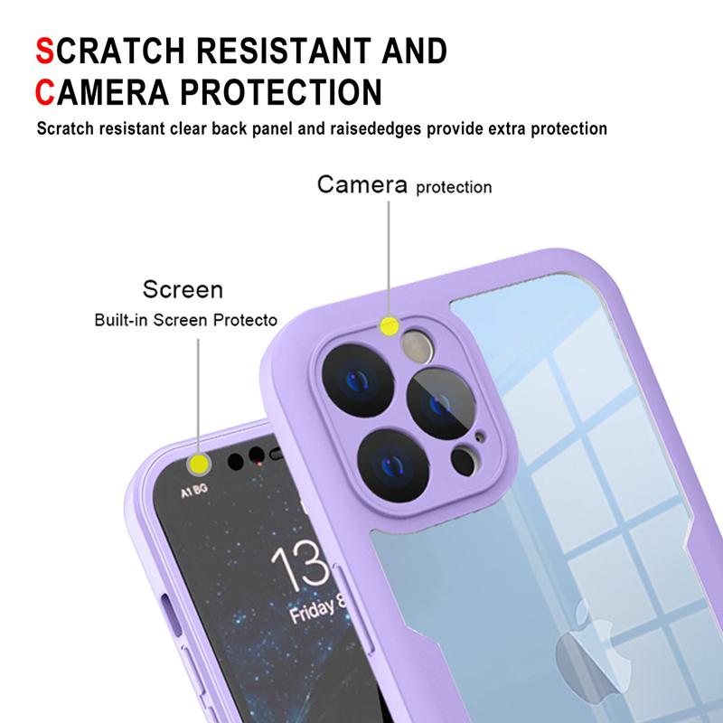 Clear 360 Full Wrap Phone Case for iPhone 16 15 14 Pro Max 13 12 11 SE2/SE3 Xr Xs 7 8 Plus Film With Lens Protection Back Cover