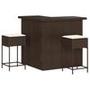3 Piece Garden Bar Set with Cushions Brown Poly Rattan