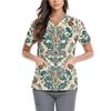 Womens Scrubs V Neck Floral Print Top Short Sleeve Uniforms & Scrubs Nurse Uniform Women Scrub Tops for Women UK