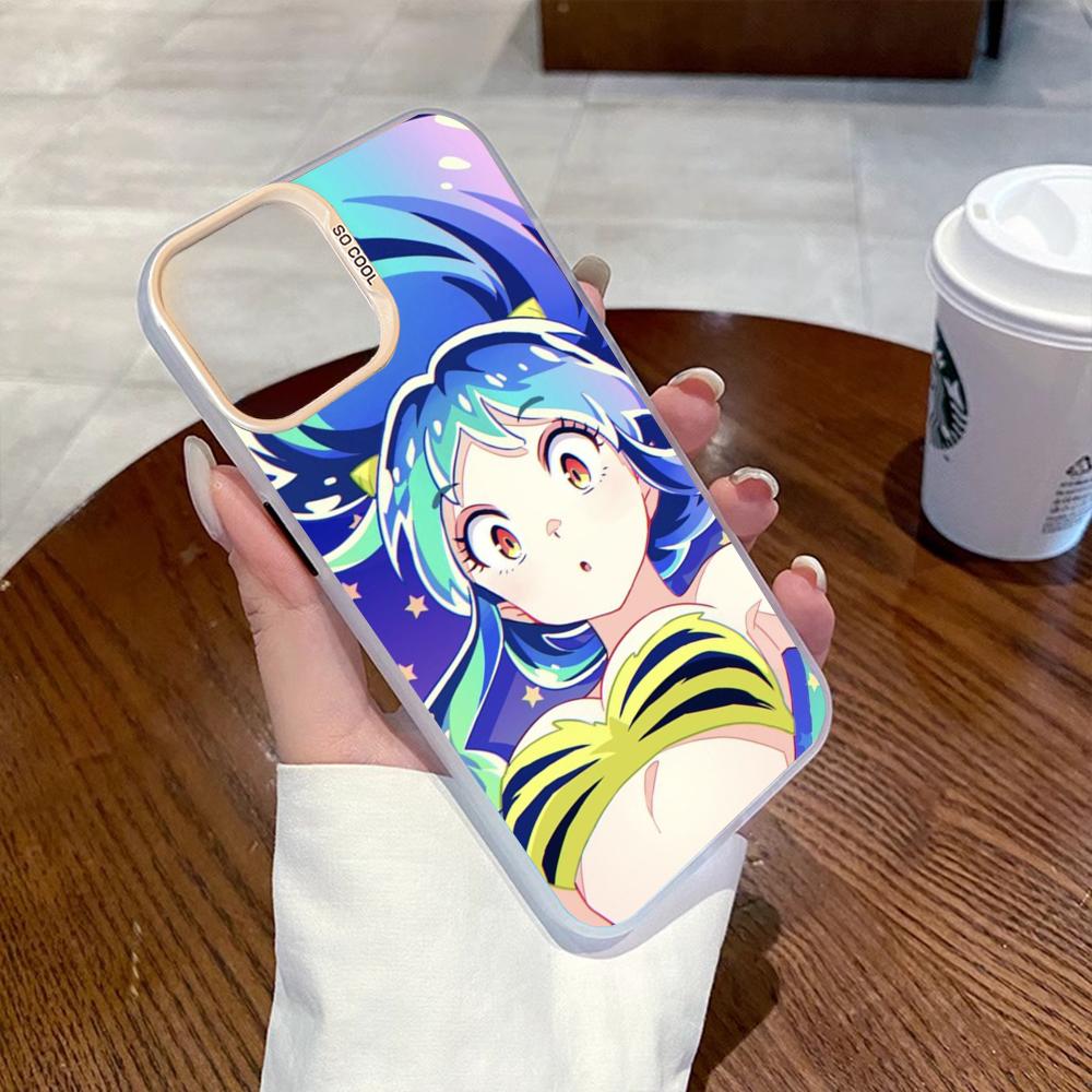 

Classic girl Yatsura LUM classic anime Phone Case Gradient IMD Colorful Silver Suitable case for iPhone17 16 15 14 13 12 Pro Max iPhone 13