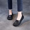 Johnature Retro Genuine Leather Shallow Flats Cowhide Comfortable Soft Soled Women's Slip-on Shoes