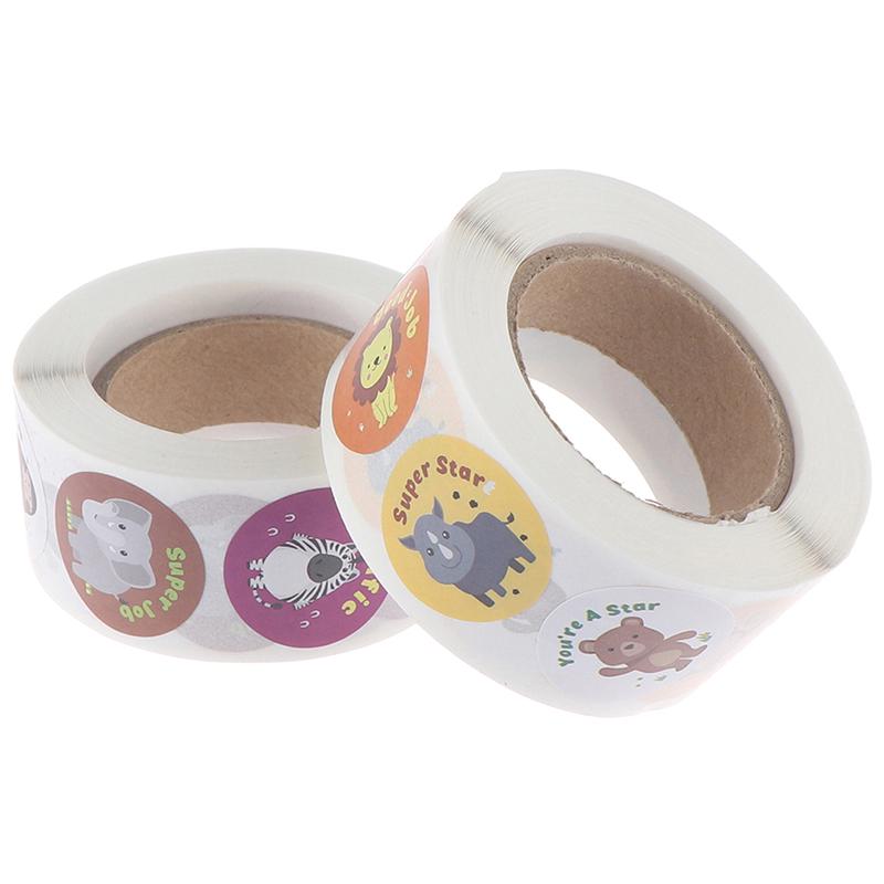 500 Stück/Rolle Niedliche Cartoon-Tiere Aufkleber Journal Scrapbooking Belohnungsaufkleber