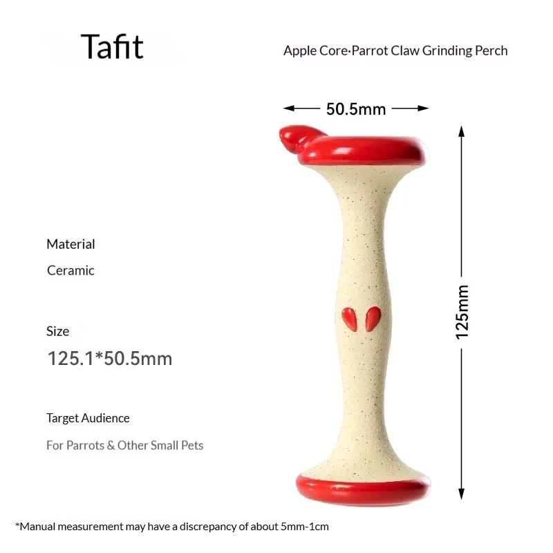 Cute Apple Core Ceramic Bird Perch Functional Nail Trim Climbing Stick Wear-resistant Chew Toy Decor For Parakeet Lovebird Cage